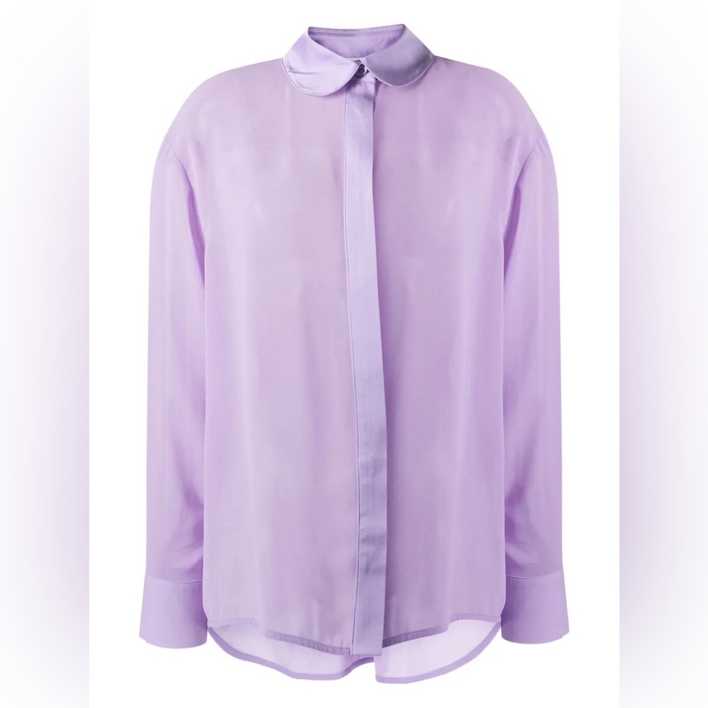 Sleeper Pastel Purple Sheer Button Down Shirt
